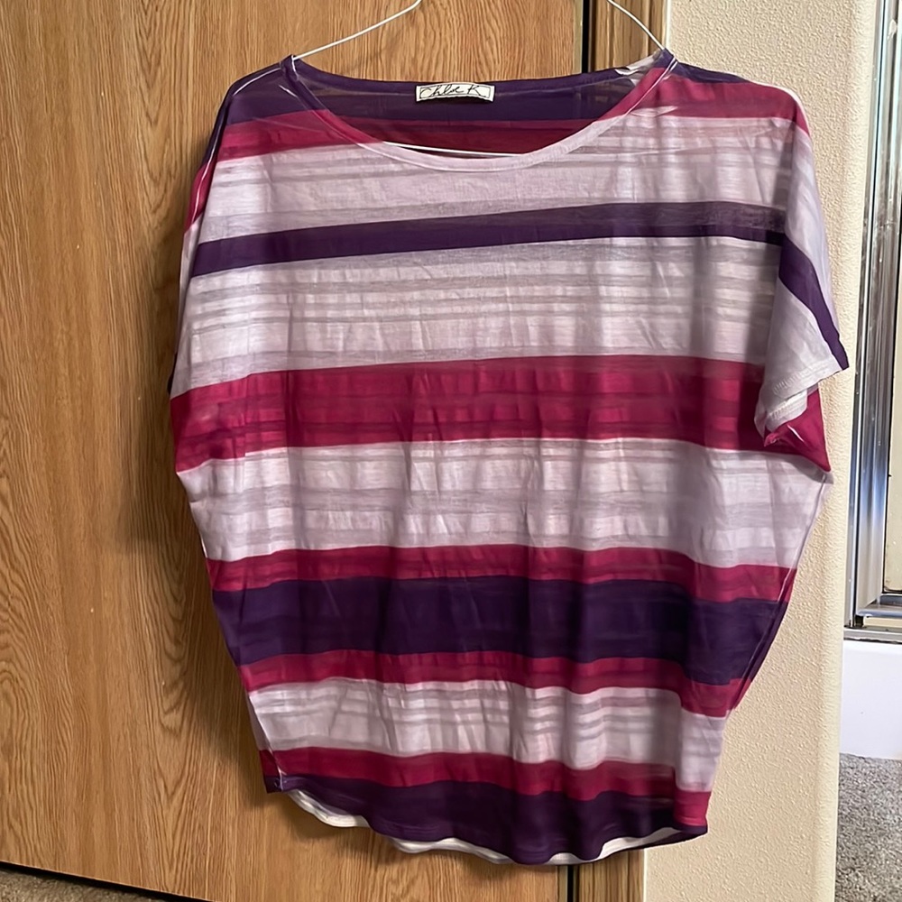 Chloe K purple and pink striped top size S